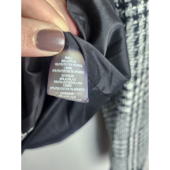 Karl Lagerfeld womens Boxy tweed blazer sz 12 structures shoulder zip career - Picture 5 of 8